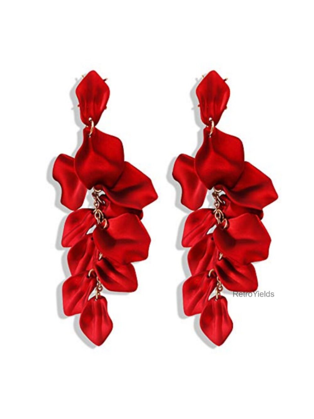 Acrylic Rose Petal Dangle Earrings Long Flower Drop Statement Earrings for Women